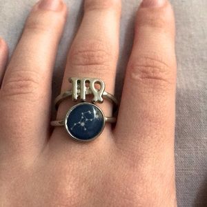 Silver Virgo zodiac ring set